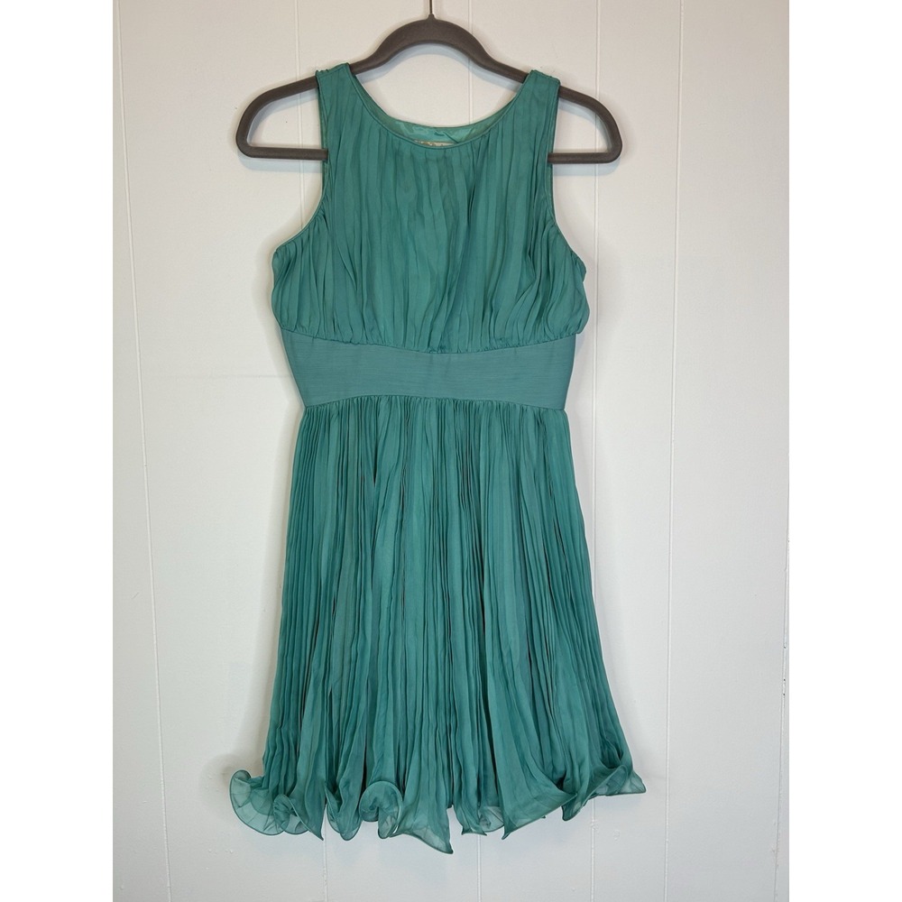 Tracy Reese Women's Size 4 Sleeveless Dress Pleated Green 50s Retro Vibe 157